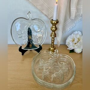 Vintage Hazel Atlas apple blossom snack plates, set of 4